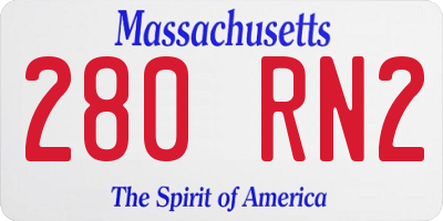 MA license plate 280RN2