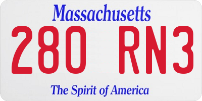 MA license plate 280RN3