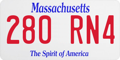 MA license plate 280RN4