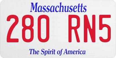 MA license plate 280RN5