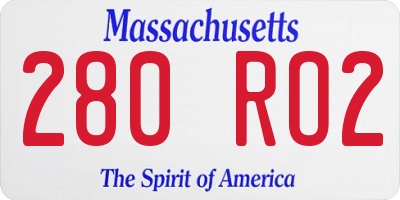 MA license plate 280RO2