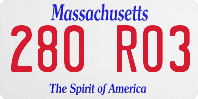 MA license plate 280RO3