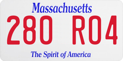 MA license plate 280RO4