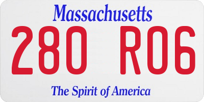 MA license plate 280RO6
