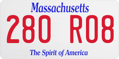 MA license plate 280RO8
