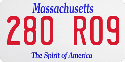 MA license plate 280RO9