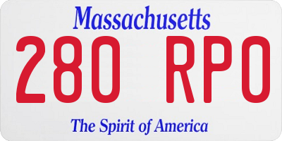 MA license plate 280RP0