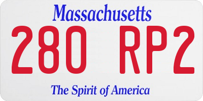 MA license plate 280RP2