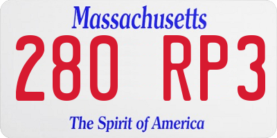 MA license plate 280RP3