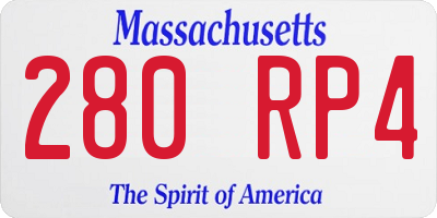 MA license plate 280RP4