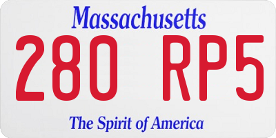 MA license plate 280RP5