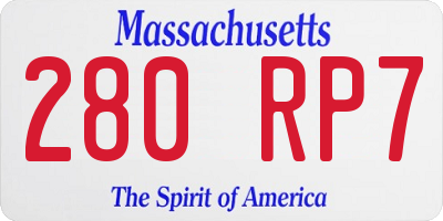 MA license plate 280RP7