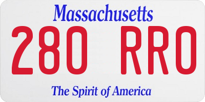 MA license plate 280RR0