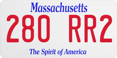MA license plate 280RR2