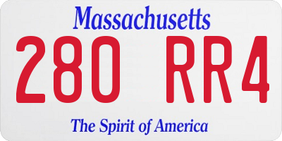 MA license plate 280RR4