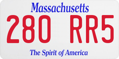 MA license plate 280RR5