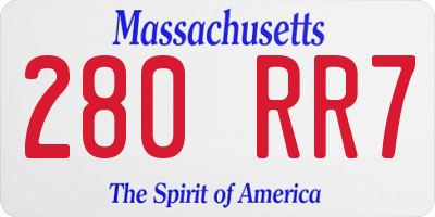 MA license plate 280RR7