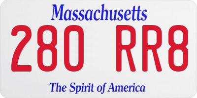 MA license plate 280RR8