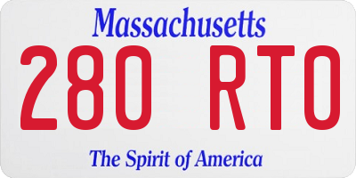 MA license plate 280RT0