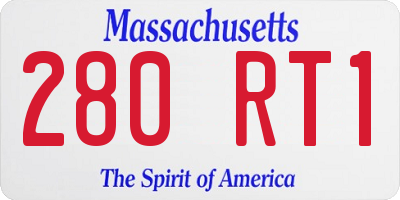 MA license plate 280RT1