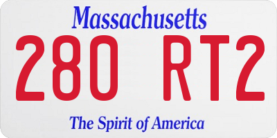 MA license plate 280RT2