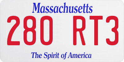 MA license plate 280RT3