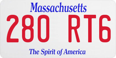 MA license plate 280RT6