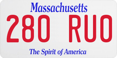 MA license plate 280RU0