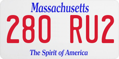 MA license plate 280RU2
