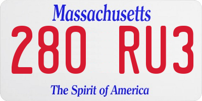 MA license plate 280RU3