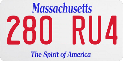 MA license plate 280RU4