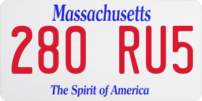 MA license plate 280RU5