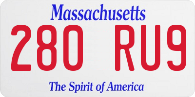 MA license plate 280RU9