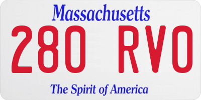 MA license plate 280RV0