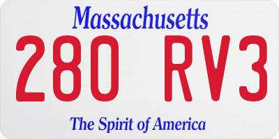 MA license plate 280RV3