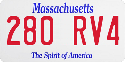 MA license plate 280RV4