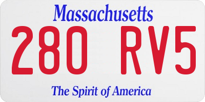 MA license plate 280RV5