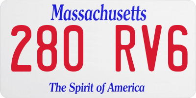 MA license plate 280RV6