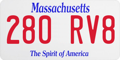 MA license plate 280RV8