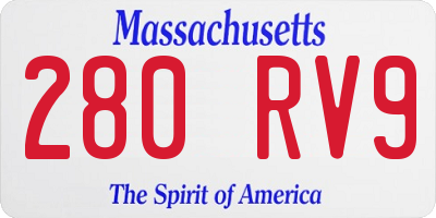 MA license plate 280RV9