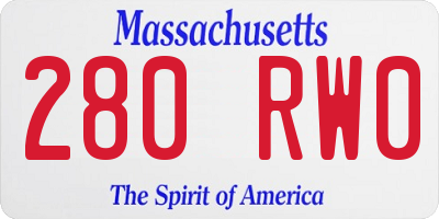 MA license plate 280RW0