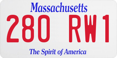 MA license plate 280RW1