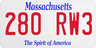 MA license plate 280RW3