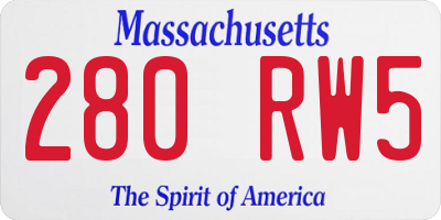 MA license plate 280RW5
