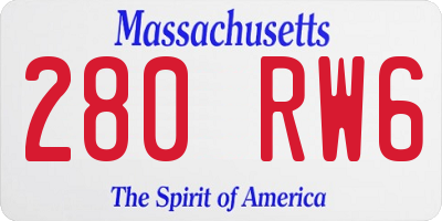 MA license plate 280RW6