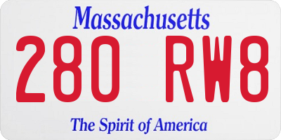 MA license plate 280RW8