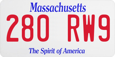 MA license plate 280RW9