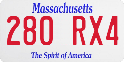 MA license plate 280RX4