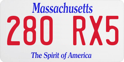 MA license plate 280RX5