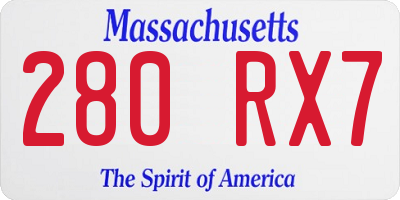 MA license plate 280RX7